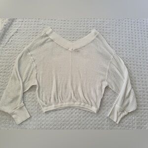 Free People We The Free | White Waffle Knit Top | Long Sleeve | Size S